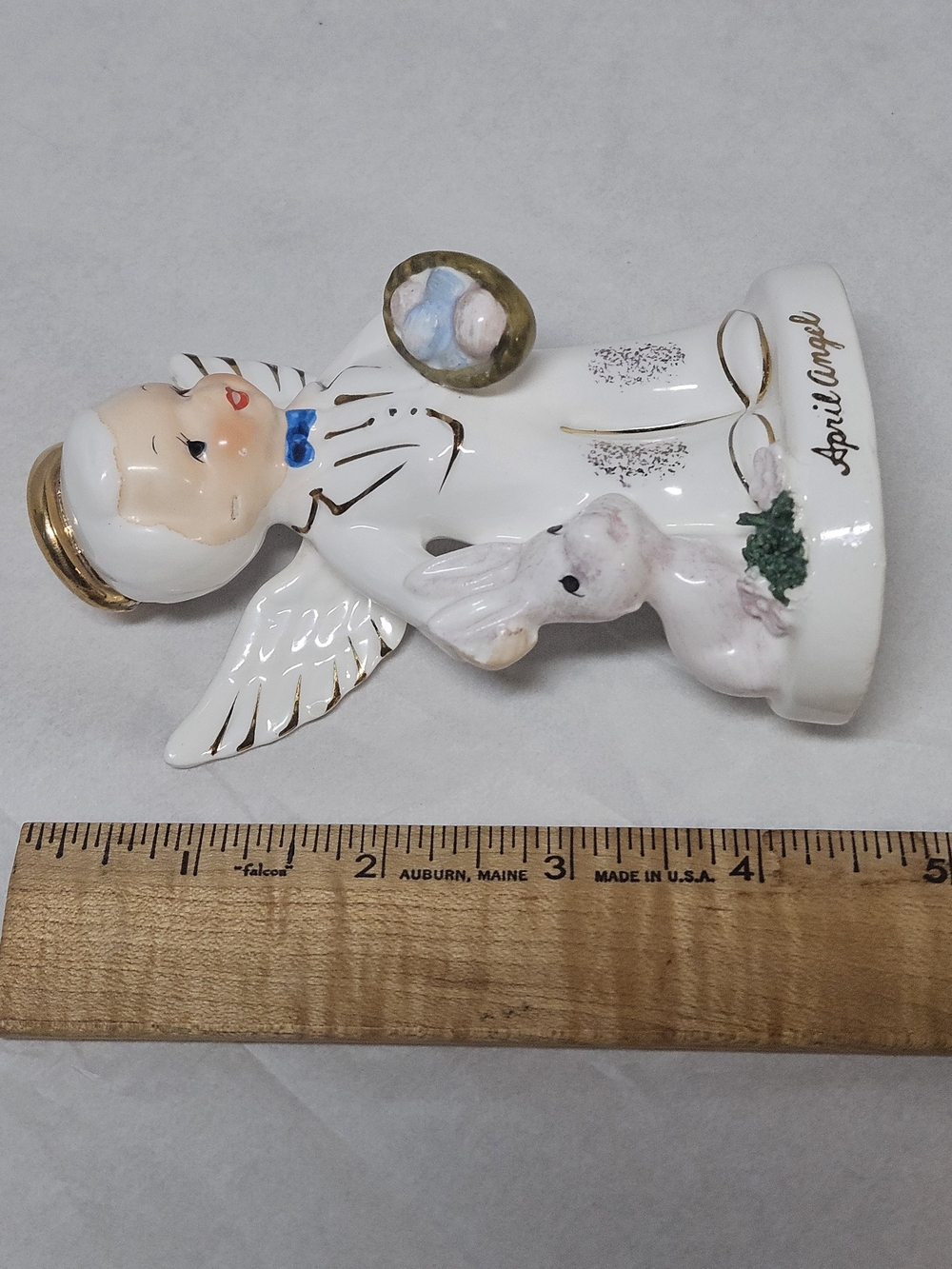 Vintage Napco A1920 April Birthday Month Boy Angel Porcelain Figurine - Picture 7 of 9